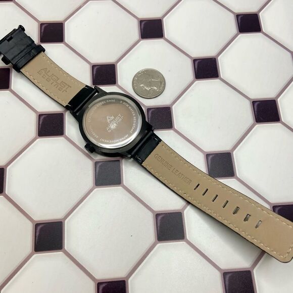 August Steiner Bold Black & Yellow Watch Leather Strap Contrast Stitching - Picture 11 of 16